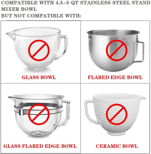 Vista 3 de KitchenAid - Juego de 2 fundas para tazones de 4.5 a 5 cuartos de galón con cabezal inclinable, tapas para tazones