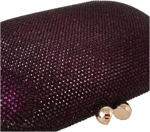 Vista 4 de Bolsos y bolsos de noche de cristal púrpura para mujer bolsos de mano y bolsos de mano de diamantes para fiesta formal para mujer color rojo