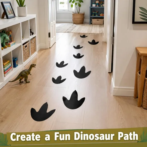 Vista 5 de 45 calcomanías de suelo de dinosaurio para fiestas, huellas de dinosaurio, calcomanías de huellas de dinosaurio, calcomanías de huellas