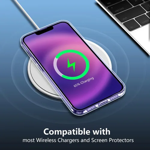 Vista 6 de SPIDERCASE Funda diseñada para iPhone 12/iPhone 12 Pro, transparente, no amarillea, con 2 protectores de pantalla de vidrio templado, funda delgada