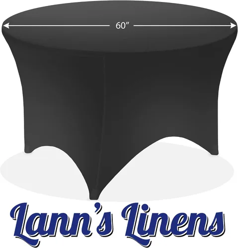 Vista 7 de Lann's Linens Mantel redondo de elastano de 5 pies (60 pulgadas), funda elástica y ajustable, color negro