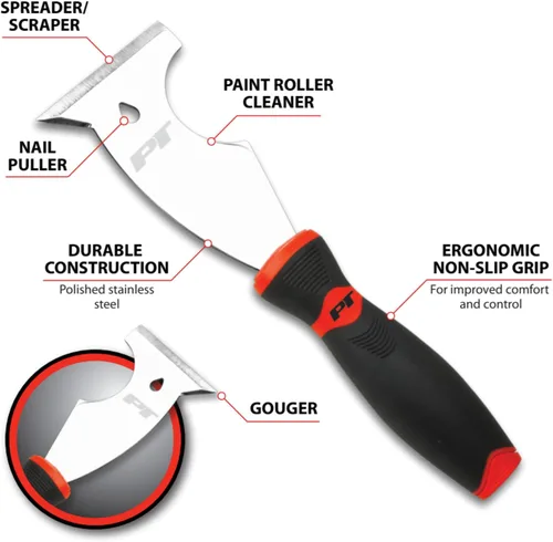 Vista 2 de Performance Tool W9183 - Herramienta de pintor 6 en 1 con hoja de acero inoxidable pulido y agarre ergonómico para mayor comodidad y control