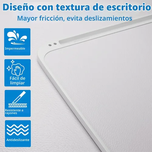 Vista 5 de Potuopy Escritorio ajustable para computadora portátil, bandeja de mesa de Gris