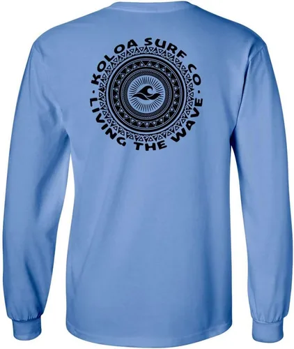 Vista 20 de Koloa Surf - Camiseta de algodón de manga larga con logotipo de círculo tribal para hombre, talla regular, grande y alta Azul acuático/logotipo