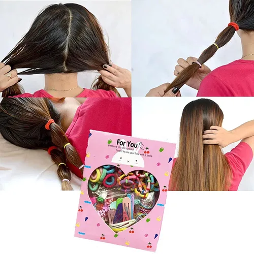 Vista 3 de 780 piezas de bandas elásticas transparentes para el cabello, mini pinzas para el cabello, bandas de goma, kit de lazos para el cabello con caja