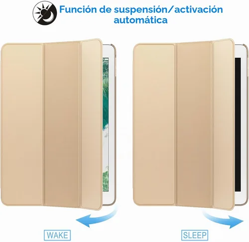 Vista 6 de JETech - Funda para iPad 6ª/5ª generación de 9.7" (2018/2017), color beige Diseño trasero translúcido delgado, soporte de tres pliegues, encendido
