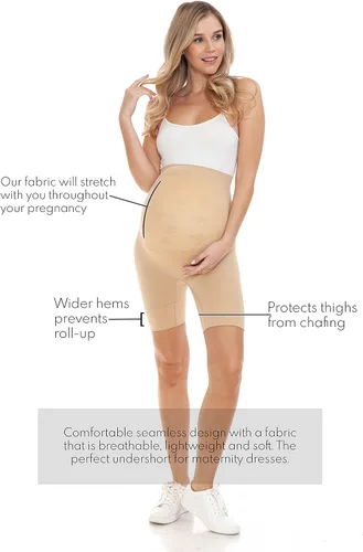 Vista 4 de Leggings Depot Ropa de maternidad sin costuras para mujer, ropa interior de embarazo a medio muslo, soporte para el vientre, evita rozaduras, S-XL