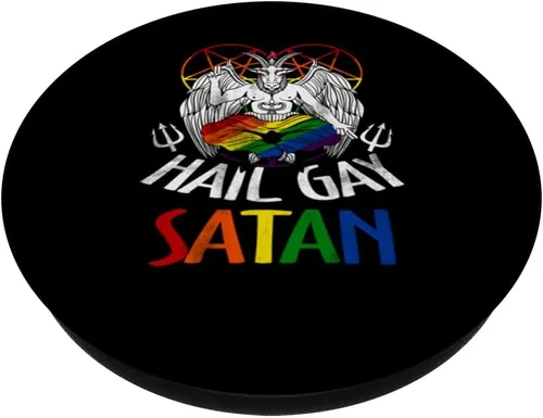 Vista 2 de Hail Gay-Satan LGBT Goth Gay Pride Baphomet Celebra PopSockets LGBT intercambiables PopGrip