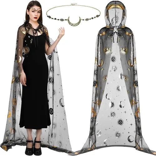 Vista 11 de Toulite 2 piezas de disfraz de bruja de Halloween para mujer Negro