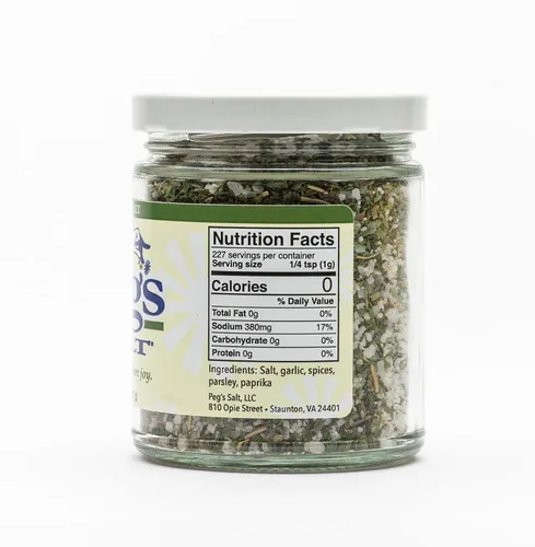 Vista 2 de Peg's Salt Sal sazonada (original) - Condimento gourmet - Multiuso para cocinar - Sal con hierbas y especias - Sin MSG - Sin azúcar - Keto - 8 onzas