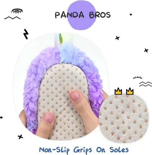 Vista 7 de Panda Bros - Pantuflas gruesas y cálidas para mujer con suela antideslizante, zapatos de casa con diseño de personajes, pantuflas novedosas