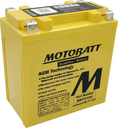 Vista 3 de MotoBatt Batería AGM QuadFlex activada por fábrica MBTX16U