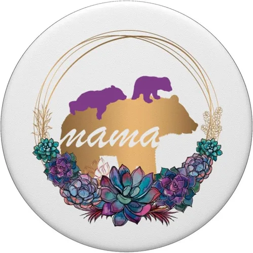 Vista 3 de Mama Bear Pop Socket 2 Cubs Floral Oro Madre Día Regalos - PopSockets Grip y Stand para Teléfonos y Tabletas