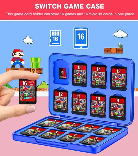 Vista 2 de Funda de juego Switch compatible con Nintendo Switch Game, Switch Game Holder Storage Game Card Cartucho SD con goma suave, carcasa protectora dura
