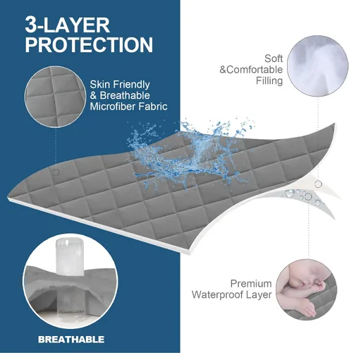 Vista 5 de Moonsea Protector de colchón completo, funda de colchón impermeable - Gris