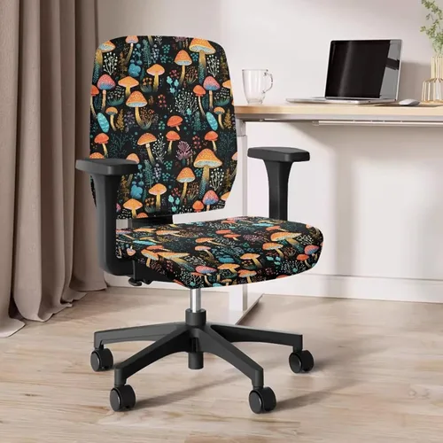 Vista 5 de Funda protectora elástica para silla de oficina con diseño de hongos artísticos, funda giratoria elástica para silla de escritorio, adecuada