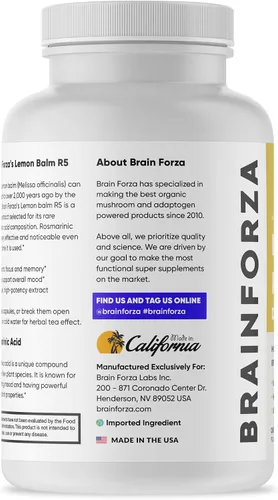 Vista 2 de Brain Forza Cápsulas de extracto de bálsamo de limón europeo - Extracto estandarizado 5% ácido rosmarínico, 90 cápsulas