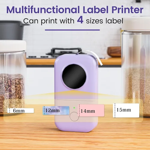 Vista 7 de Phomemo D30 - Etiquetadora pequeña con cinta, portátil, Bluetooth, impresora térmica de adhesivos recargable, fácil de usar para organizar hogar