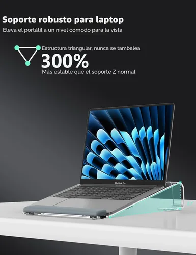 Vista 3 de JCZT Soporte de Laptop de Acrílico Transparente para Escritorio, con Reposamuñecas, Soporte Ergonómico Desmontable Compatible con Todas las Laptops