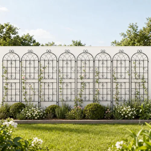 Vista 19 de Paquete de 2 enrejados de jardín de metal para plantas trepadoras, 71 pulgadas de alto, color blanco crema, valla de jardín, enrejado a prueba