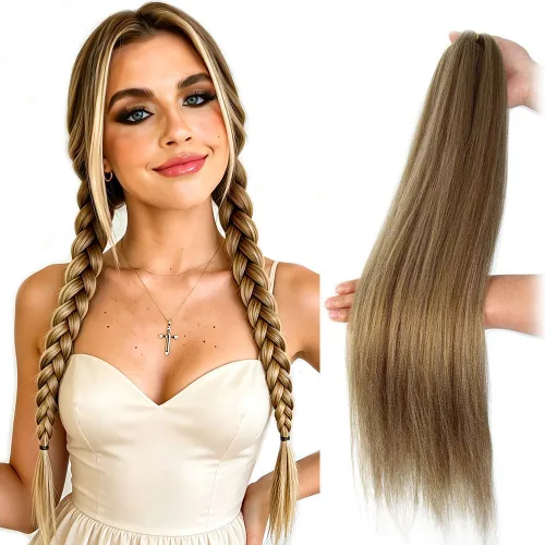 Vista 81 de Cabello trenzado burdeos, 10 pulgadas, 4 paquetes Cabello preestirado, trenzas de ganchillo cortas y rectas, textura Yaki, fibra sintética
