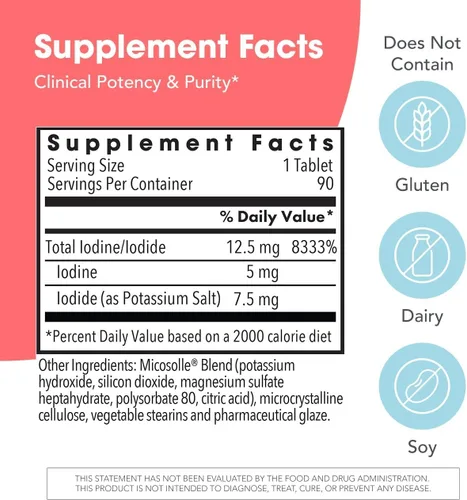 Vista 3 de ARG Optimox Yodoral 6.25 mg - Suplemento de yodo y potasio para apoyo al equilibrio tiroideo y metabólico, libre de soja y gluten, 90 porciones, 90