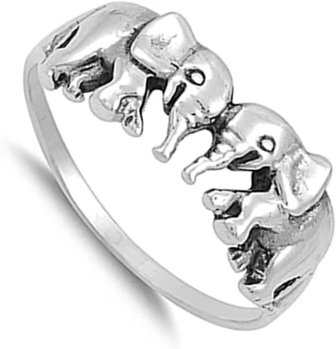 Vista 3 de Elija su anillo destacado de elefante de plata