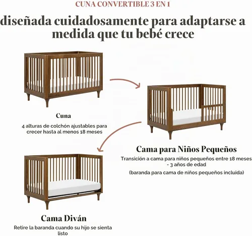 Vista 8 de Babyletto Lolly Cuna convertible 3 en 1, nogal natural