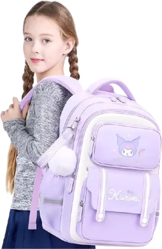 Vista 4 de Kuromi - Mochila de personaje de dibujos animados japoneses, mochila escolar