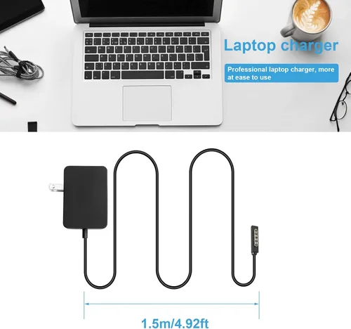 Vista 3 de 24W 12V 2A Adaptador de CA para Microsoft Surface RT Surface Pro 1 y Surface 2 1512 1513 1516 1572 Cargador