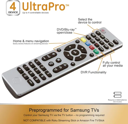 Vista 2 de GE 33709 - Control remoto universal para 4 dispositivos, serie Designer, níquel cepillado/plata