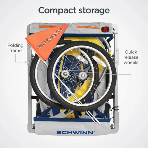 Vista 5 de Schwinn Echo - Remolque de bicicleta para niños, máximo de 2 niños con peso total de 80 libras, toldo, neumáticos llenos de aire de 20 pulgadas