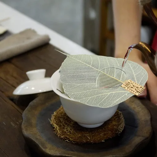 Vista 2 de Accesorios de café Infusor de té en forma de hoja Colador de té Colador de acero inoxidable verde