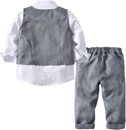 Vista 2 de Enterizo formal para bebé niño con esmoquin a cuadros para caballero