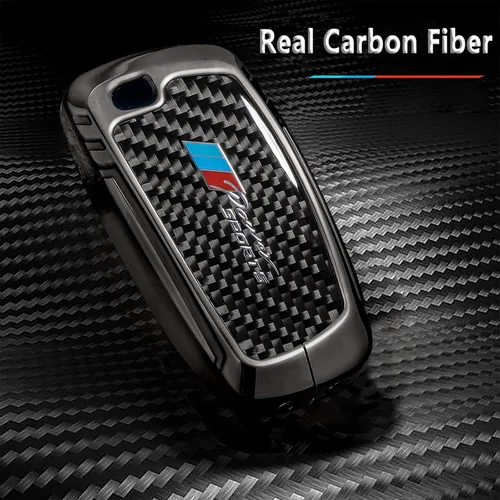 Vista 3 de Funda para llavero BMW con llavero, fibra de carbono real, protección de aleación de zinc, compatible con BMW 1 3 4 5 6 7 Series X1 X3 X4 M5 M6 GT3
