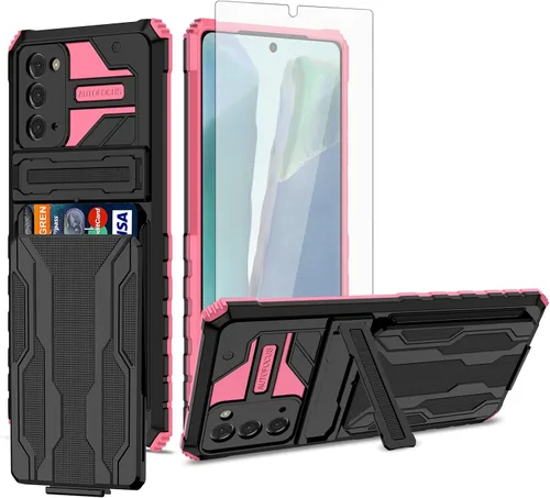 Vista 11 de Asuwish Funda de teléfono para Samsung Galaxy Note 20 Glaxay Note20 5G con protector de pantalla de vidrio templado y soporte para tarjeta de Negro