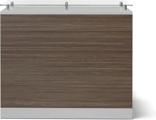 Vista 3 de NBF Recepción Mostrador superior de cristal para vestíbulo de oficina, 48" W, Driftwood Gris