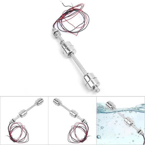 Vista 4 de Sensor de interruptor de flotador de doble bola para control de nivel de agua 0-220V AC/DC 304 Sensor de acero inoxidable para tanques y piscinas