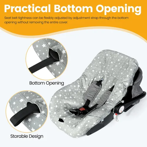 Vista 5 de Orzbow Funda Protectora para Asiento de Coche Infantil, Protector de Asiento para Bebé 100% Algodón, Forro de Asiento de Coche de Ajuste Universal