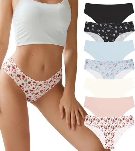 Vista 19 de SHARICCA Bragas de Bikini sin Costuras para Mujer, de Corte Descarado, Invisibles, Transpirables, Suave, Elásticas, Ropa Interior, Paquete Múltiple