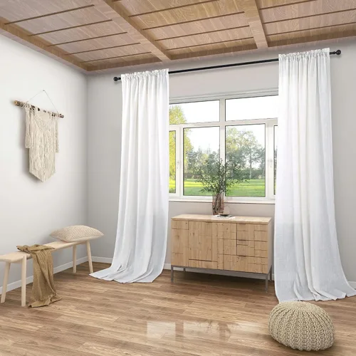 Vista 86 de KOUFALL Juego de 2 cortinas de puerta francesa, cortinas de lino para puerta/ventana, cortina transparente boho para cristal lateral delantero
