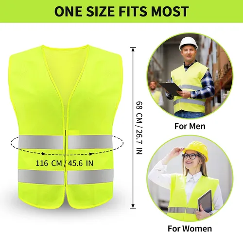 Vista 5 de Chaleco de seguridad, chaleco reflectante de alta visibilidad para hombres, trabajo, ciclismo, corredor, topógrafo, voluntario, carretera