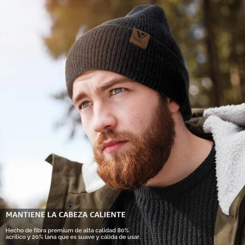Vista 3 de Vgogfly Gorro de invierno para hombre, gorro de punto holgado con forro cálido para hombre, gorro de invierno con rayas para mujer Negro