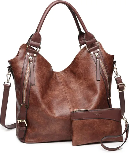 Vista 22 de Bolso tote para mujer, carteras de cuero PU, bolsos de hombro hobo de moda con correa de hombro ajustable