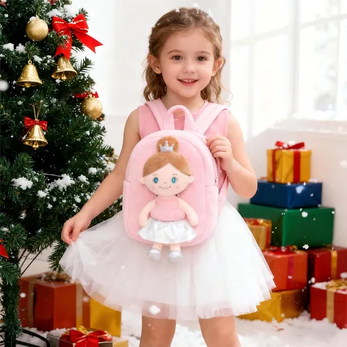 Vista 7 de Gloveleya Mochila para niños pequeños con muñeca de trapo, regalos para bebé, niña ángel rosa