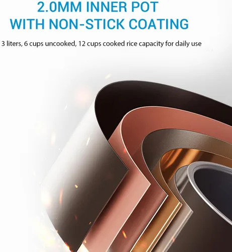 Vista 5 de Midea Olla arrocera de 3 litros con cesta de vapor, capacidad de 6 tazas sin cocer, calefacción por inducción y tecnología de lógica difusa, inicio