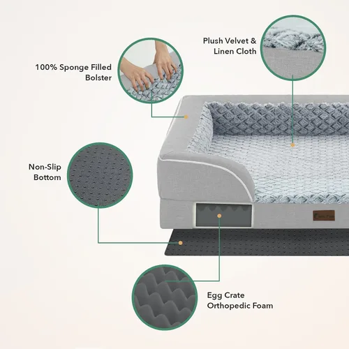 Vista 99 de Camas ortopédicas para perros grandes, cama de espuma viscoelástica impermeable para mascotas grandes con lados 89x56 cm, sofá para perros grandes