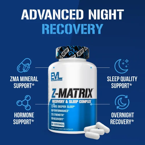 Vista 4 de EVL Suplemento de recuperación post entrenamiento, magnesio y zinc, ZMatrix Zinc Magnesio Aspartato Suplemento de recuperación muscular para apoyo