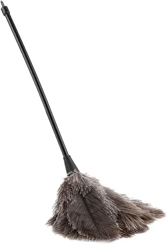 Vista 7 de Plumero de avestruz, mini cepillo de plumas de avestruz reutilizable hecho a mano con mango largo de plástico para teclado de automóvil, muebles