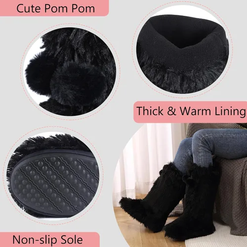 Vista 4 de Botas Home Slipper para mujer, suaves de forro polar, calientes, para interior de casa